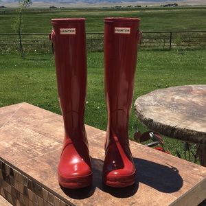 Hunter Original High Gloss Boot in Military Red